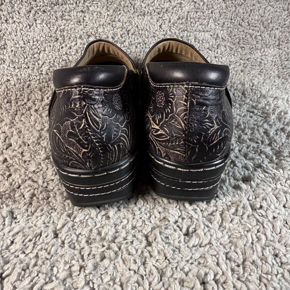 L'Artiste Spring Step Zagabank Womens 38 Black Leather Woven Textile Slip On Clo - Picture 4 of 7